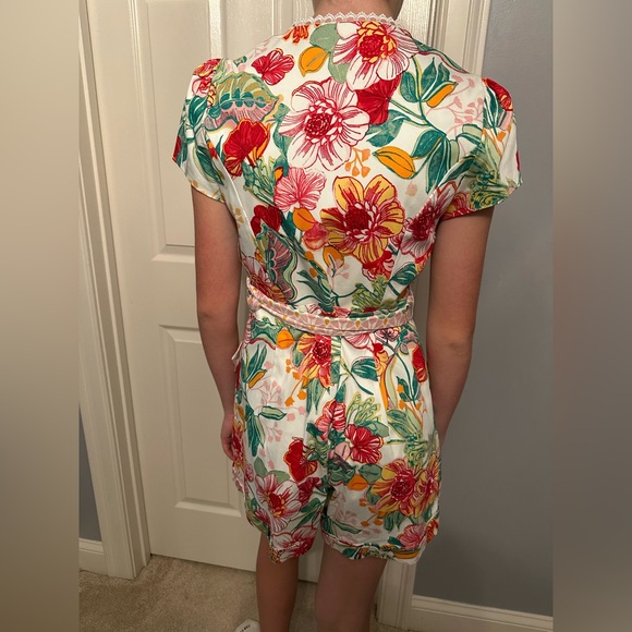 Adrianna Papell Floral-Print Belted Romper - Picture 4 of 8